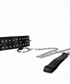 KINK - COLLAR CON CORREA 65 CM CON TACHUELAS PLATEADAS MODELO 1 AJUSTABLE 36-43 CM X 5 CM