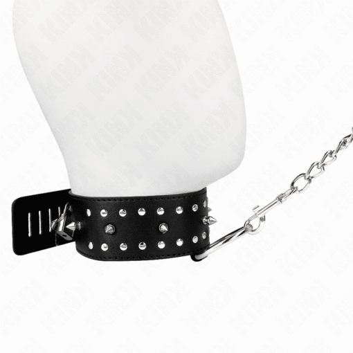 KINK - COLLAR CON CORREA 65 CM CON TACHUELAS PLATEADAS MODELO 1 AJUSTABLE 36-43 CM X 5 CM - Imagen 2