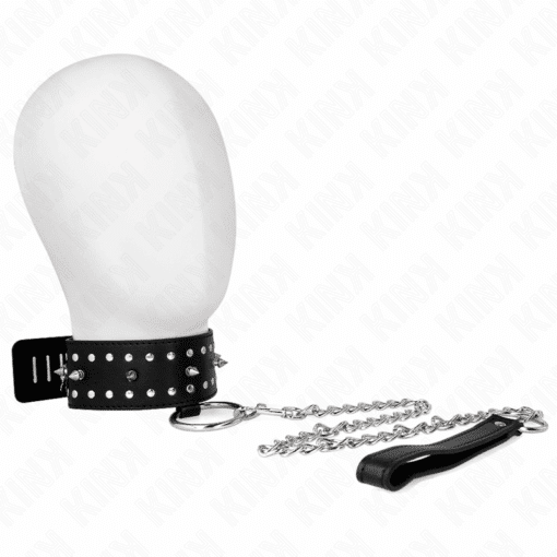 KINK - COLLAR CON CORREA 65 CM CON TACHUELAS PLATEADAS MODELO 1 AJUSTABLE 36-43 CM X 5 CM - Imagen 5