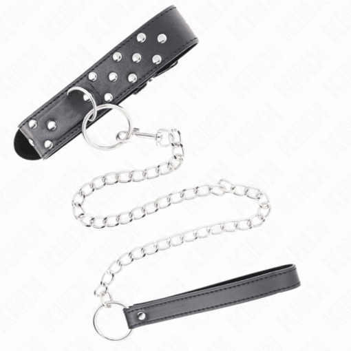 KINK - COLLAR CON CORREA 65 CM REMACHE ANILLA NEGRO AJUSTABLE 36-50 CM X 3.8 CM - Imagen 4