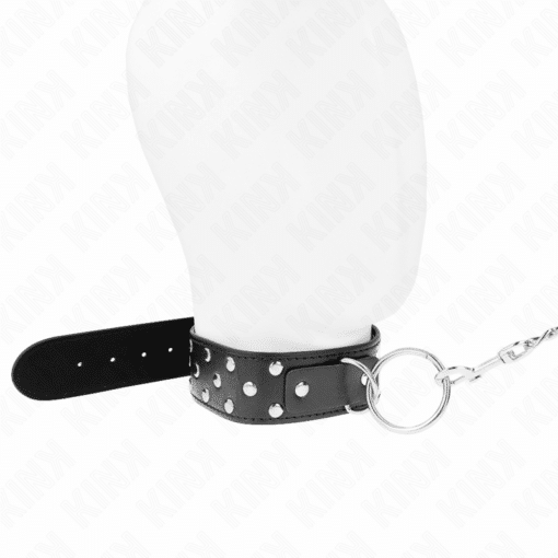 KINK - COLLAR CON CORREA 65 CM REMACHE ANILLA NEGRO AJUSTABLE 36-50 CM X 3.8 CM - Imagen 2
