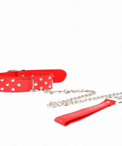 KINK - COLLAR CON CORREA 65 CM REMACHE ANILLA ROJO AJUSTABLE 36-50 CM X 3.8 CM