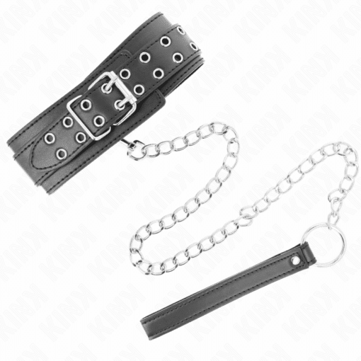 KINK - COLLAR CON CORREA 65 CM HEBILLAS PLATEADAS AJUSTABLE 33-46 CM X 5.5 CM - Imagen 5