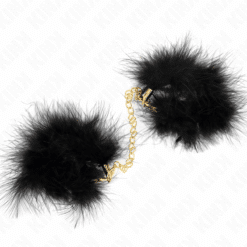 KINK - ESPOSAS DE PLUMAS NEGRO CON CADENA DORADA MODELO 2