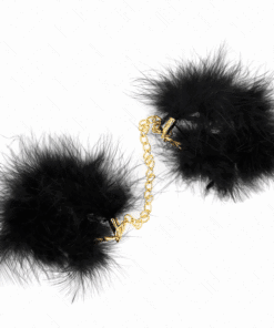 KINK - ESPOSAS DE PLUMAS NEGRO CON CADENA DORADA MODELO 2