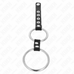 KINK - ANILLO PENE METAL DOBLE 3.8 CM A 5 CM CONECTADOS CON CUERO - piKanteo | Despierta tu lado más piKante