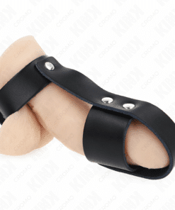 KINK - ANILLO JAULA PENE CUERO CON DIVISOR DE BOLAS AJUSTABLE