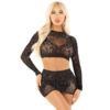 LEG AVENUE - TOP + FALDA DE REJILLA CON BRILLANTES NEGRO - piKanteo | Despierta tu lado más piKante