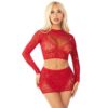 LEG AVENUE - TOP + FALDA DE REJILLA CON BRILLANTES ROJO - piKanteo | Despierta tu lado más piKante