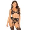 LEG AVENUE - SUJETADOR + TANGA + MEDIAS DE REJILLA NEGRO TALLA ÚNICA - piKanteo | Despierta tu lado más piKante