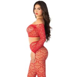 LEG AVENUE - CROP TOP + MEDIAS ROJO TALLA ÚNICA - piKanteo | Despierta tu lado más piKante