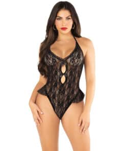 LEG AVENUE - BODY CON LAZOS Y VOLANTES NEGRO TALLA ÚNICA