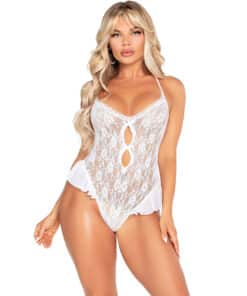 LEG AVENUE - BODY CON LAZOS Y VOLANTES BLANCO TALLA ÚNICA