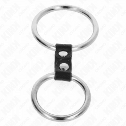 KINK - ANILLO PENE DOBLE METAL 3.7 CM A 5 CM CONECTADOS POR CORREA POLIPIEL MODELO 2 - piKanteo | Despierta tu lado más piKante