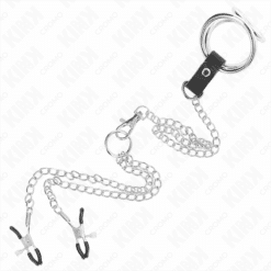 KINK - ANILLO PENE TRIPLE METAL CROMADO 3 CM A 4.5 CM CON CADENA METAL 26 CM Y PINZAS PARA PEZONES - piKanteo | Despierta tu lado más piKante