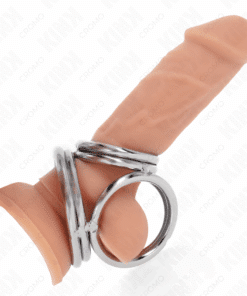 KINK - ANILLO PENE TRIPLE METAL CROMADO 3.8 CM A 5 CM MODELO 1