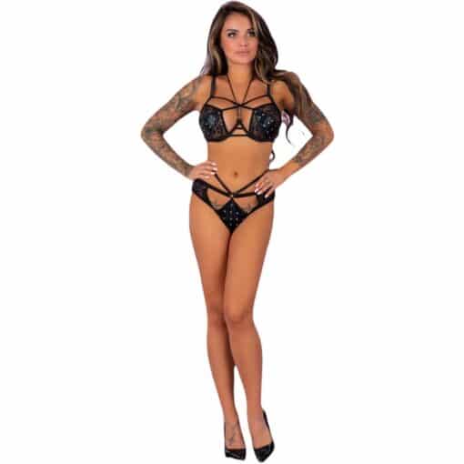 LIVCO CORSETTI FASHION - NIKRITA LC 90674 SUJETADOR + PANTIES NEGRO M - Imagen 2
