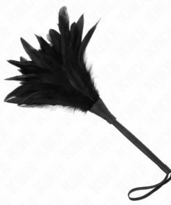 KINK - PLUMAS DE POLLO PARA COSQUILLAS CON FORMA CUERNO DE CRIADA NEGRO 36 CM