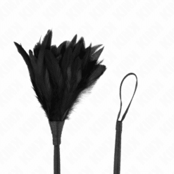 KINK - PLUMAS DE POLLO PARA COSQUILLAS CON FORMA CUERNO DE CRIADA NEGRO 36 CM - piKanteo | Despierta tu lado más piKante