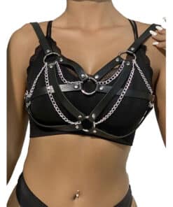 SUBBLIME - 953713 CINTURÓN DE BONDAGE PUNK HEBILLA METAL NEGRO TALLA ÚNICA