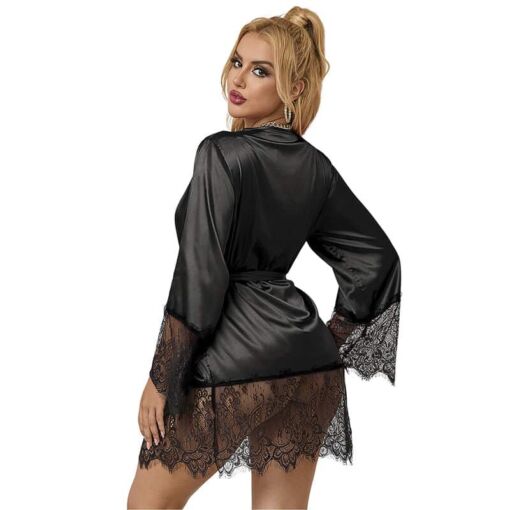 SUBBLIME - 953805  ELEGANTE CAMISON DE ENCAJE + TANGA NEGRO L/XL - Imagen 2