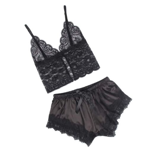 SUBBLIME - 953942 PIJAMA SEXY SATEN Y  ENCAJE NEGRO L/XL - Imagen 4