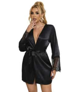 SUBBLIME - 954000 CAMISON DE ENCAJE + TANGA NEGRO L/XL