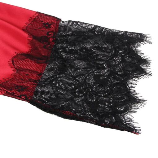 SUBBLIME - 954024 CAMISON DE ENCAJE ESPALDA TRANSPARENTE + TANGA ROJO/NEGRO L/XL - Imagen 8