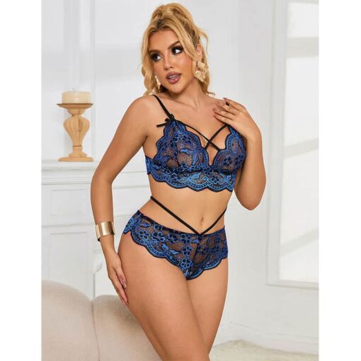 SUBBLIME - 954062 SUJETADOR + PANTIES ENCAJE AZUL S/M - Imagen 9