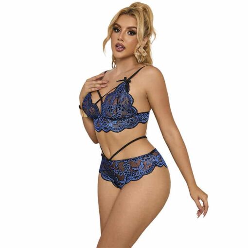 SUBBLIME - 954062 SUJETADOR + PANTIES ENCAJE AZUL S/M - Imagen 5