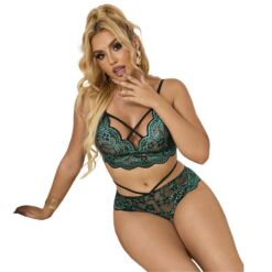 SUBBLIME - 954093 SUJETADOR + PANTIES ENCAJE VERDE L/XL - piKanteo | Despierta tu lado más piKante