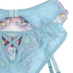 SUBBLIME - 954109 SUJETADOR + PANTIES CON LIGUERO DISEÑO FLORAL AZUL S/M - piKanteo | Despierta tu lado más piKante