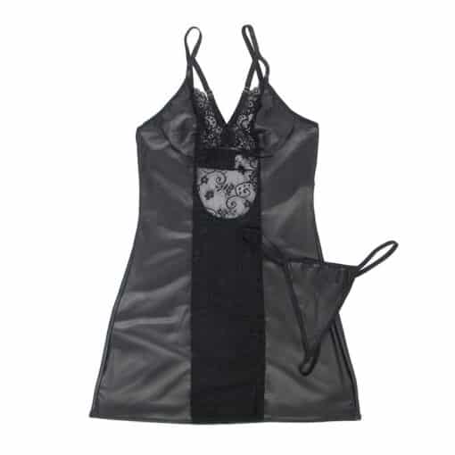 SUBBLIME - 954178 VESTIDO + TANGA CUERO NEGRO L/XL - Imagen 5
