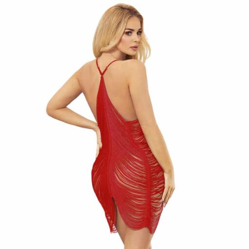 SUBBLIME - 954253 VESTIDO DE FLECOS + TANGA ROJO L/XL - Imagen 2