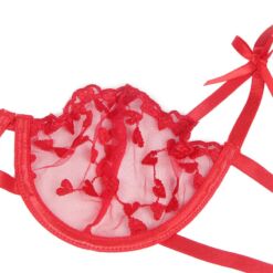 SUBBLIME - 954321 SUJETADOR + TANGA + LIGUEROS ESTAMPADO DE CORAZONES ROJO S/M - piKanteo | Despierta tu lado más piKante