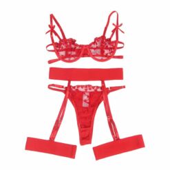SUBBLIME - 954338 SUJETADOR + TANGA + LIGUEROS ESTAMPADO DE CORAZONES ROJO L/XL - piKanteo | Despierta tu lado más piKante