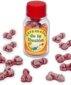 DIABLO PICANTE - 12 CARAMELOS DE LA ILUSIÓN FORMA PENE FRESA/CEREZA