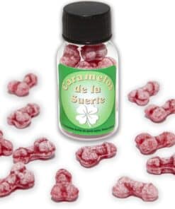 DIABLO PICANTE - 12 CARAMELOS DE LA SUERTE FORMA PENE FRESA/CEREZA
