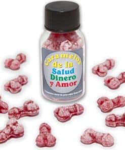 DIABLO PICANTE - 12 CARAMELOS DE LA SALUD-DINERO-AMOR FORMA PENE FRESA/CEREZA