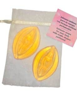 DIABLO PICANTE - 2 JABONES PERFUMADOS FORMA VAGINA AMARILLO