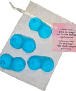 DIABLO PICANTE - 4 MINI JABONES PERFUMADOS FORMA PECHOS AZUL