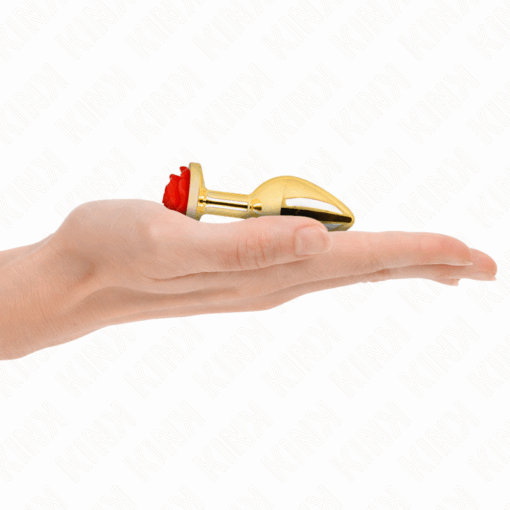 KINK - PLUG ANAL DORADO ROSA ROJA TALLA S - Imagen 2