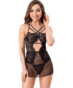 LIVCO CORSETTI FASHION - CIELO LC 20211 CAMISA + TANGA NEGRO S/M