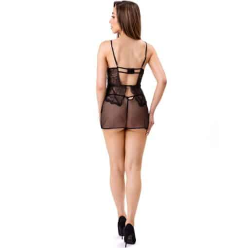 LIVCO CORSETTI FASHION - CIELO LC 20211 CAMISA + TANGA NEGRO L/XL - Imagen 3