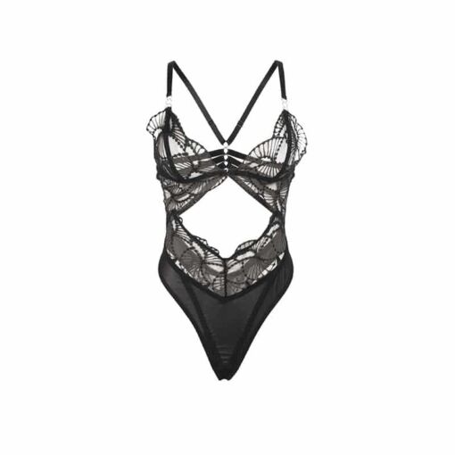 SUBBLIME - 955212 BODY TRANSPARENTE CON ENCAJE HUECO NEGRO S/M - Imagen 5