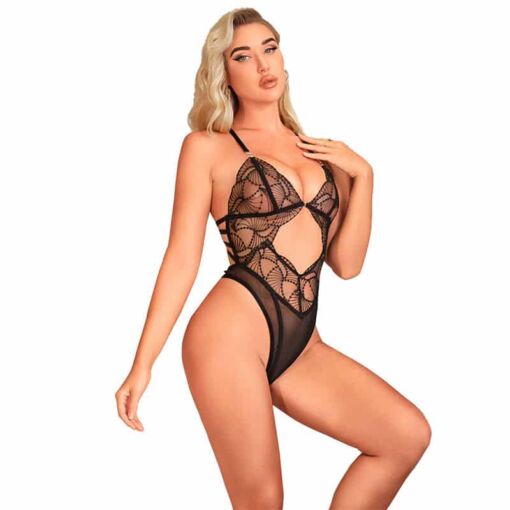SUBBLIME - 955212 BODY TRANSPARENTE CON ENCAJE HUECO NEGRO S/M - Imagen 3