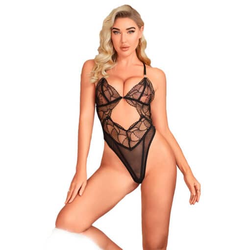 SUBBLIME - 955229 BODY TRANSPARENTE CON ENCAJE HUECO NEGRO L/XL - Imagen 4