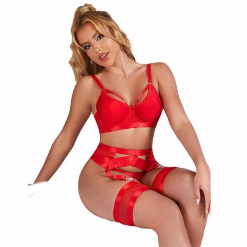 SUBBLIME - 955250 SET SUJETADOR CON LIGUERO BONDAGE ROJO S/M - Imagen 3
