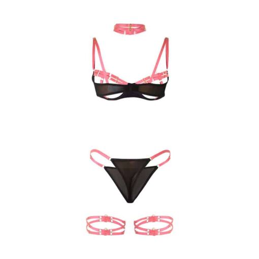 SUBBLIME - 955304 SET SUJETADOR CON COLLAR Y DETALLES PARA PIERNAS ROSA FLUORESCENTE L/XL - Imagen 6
