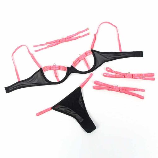 SUBBLIME - 955304 SET SUJETADOR CON COLLAR Y DETALLES PARA PIERNAS ROSA FLUORESCENTE L/XL - Imagen 7